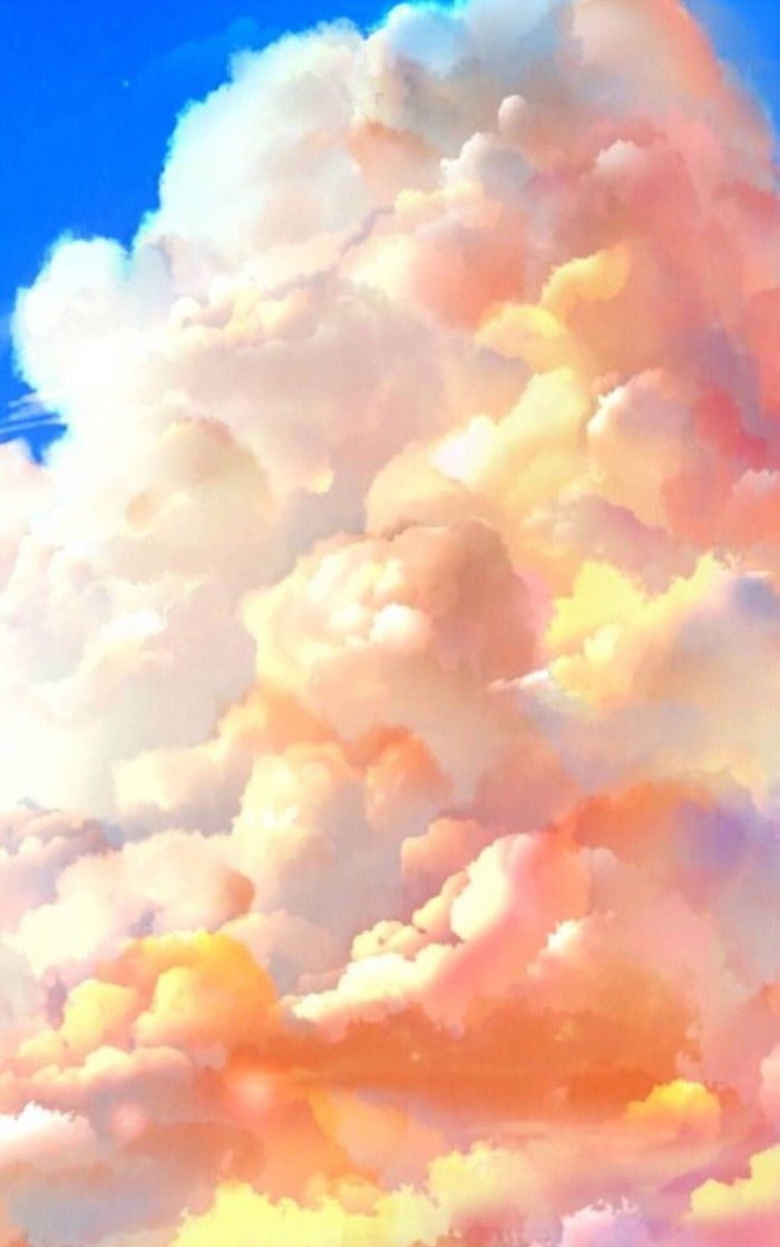 唯美动漫风·天空云朵·壁纸:"多想身边游荡的不是空气,是你"