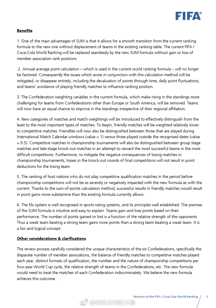 国际足联排名将改用埃洛等级分系统(ELO ratin