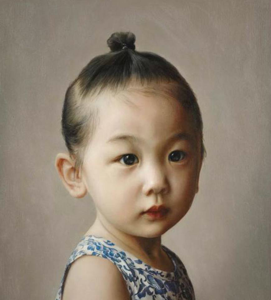 青年画家万里,将女儿画进画中,为留住女儿童年