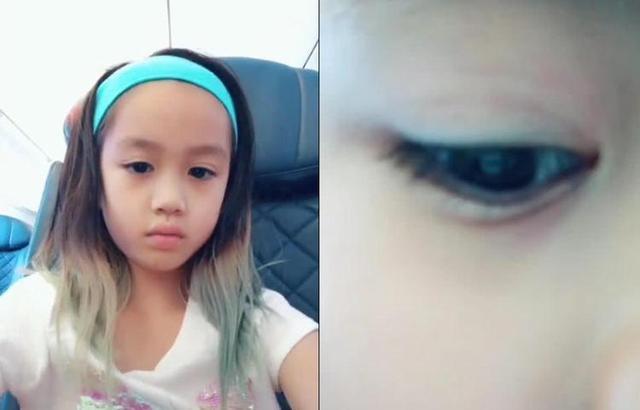 钟丽缇8岁女儿考拉近照骇人，眼线深邃，频繁染发还染舌头