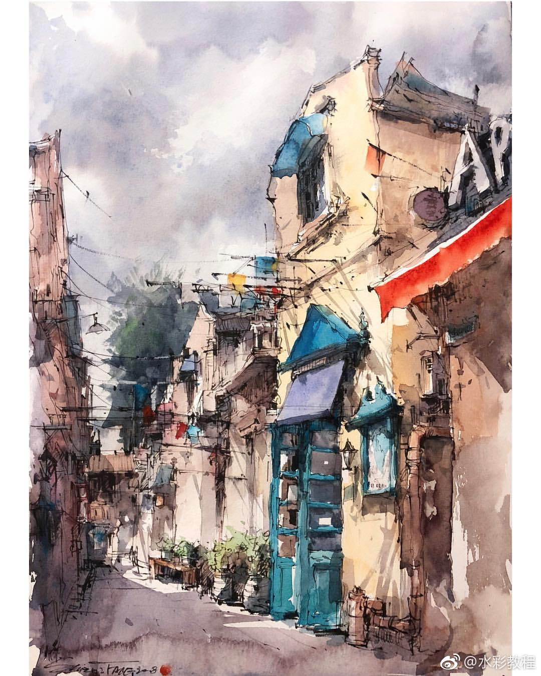 水彩建筑类作品欣赏by ins:zhifangs
