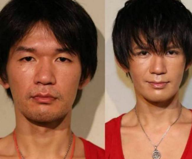 亚洲四大邪术之一的日本化妆术,男生化妆前后对比照,令人