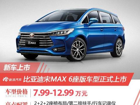 比亚迪宋 MAX 6 上市 售 7.99  万
