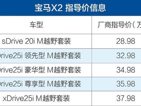 宝马X2正式上市 售价28.98-37.98万元/基于UKL平台开发