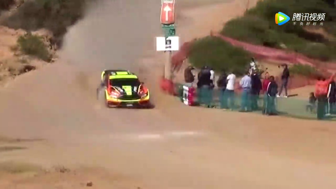 WRC赛车 比赛一半车子翻下山引起山火