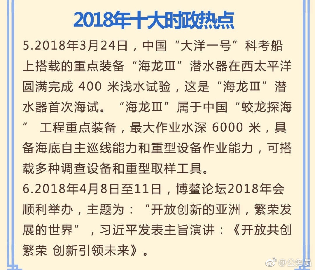 国考行测常识判断考前必看:2018年十大时政热点