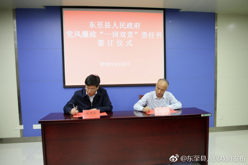 县政府领导班子签订党风廉政一岗双责责任书