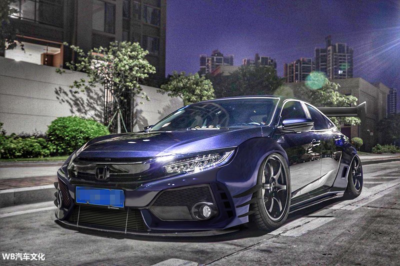 一切皆因速3!中山暗金蓝十代思域改装案例