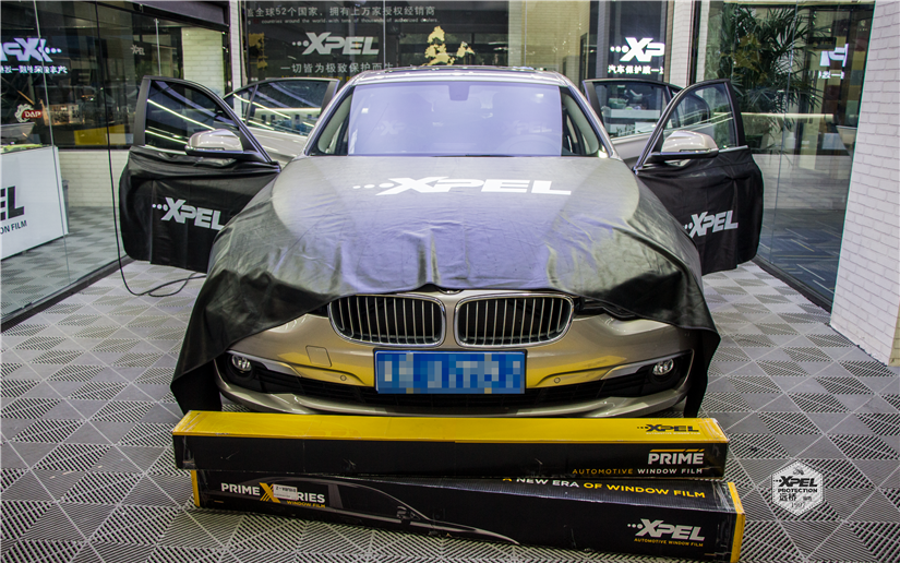廊坊远桥宝马320LI施工XPEL安全防爆膜