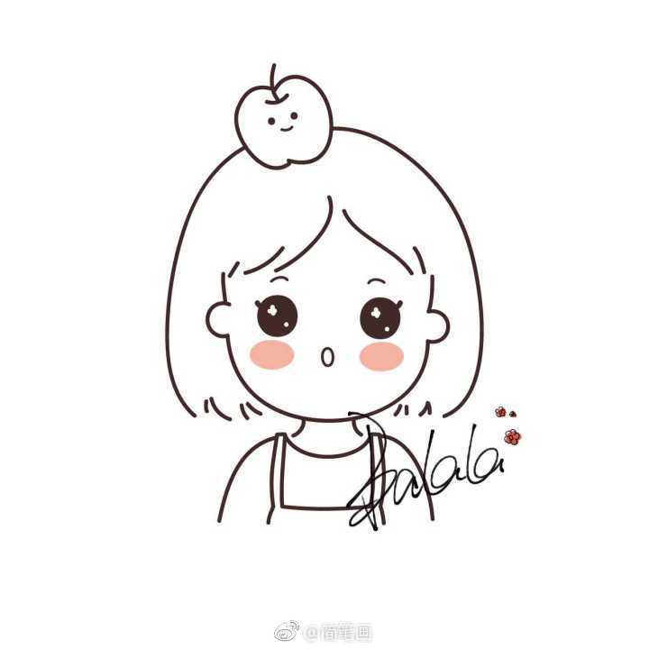 动漫可爱女孩简笔画_手绘