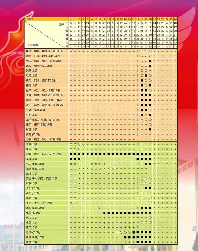西安科技大学2018-2019学年第一学期最全校历