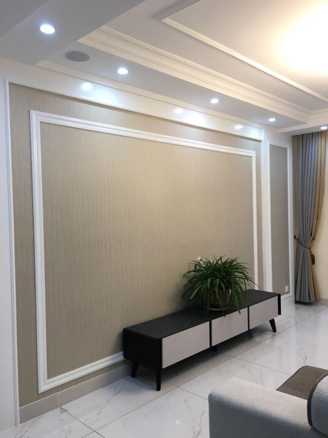 他家电视背景墙简单走了一圈石膏线，整个朋友圈炸开锅了