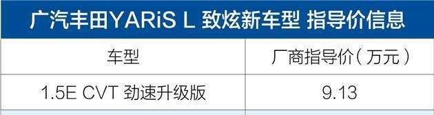 广汽丰田致炫劲速版车型上市 售9.13-10.13万元