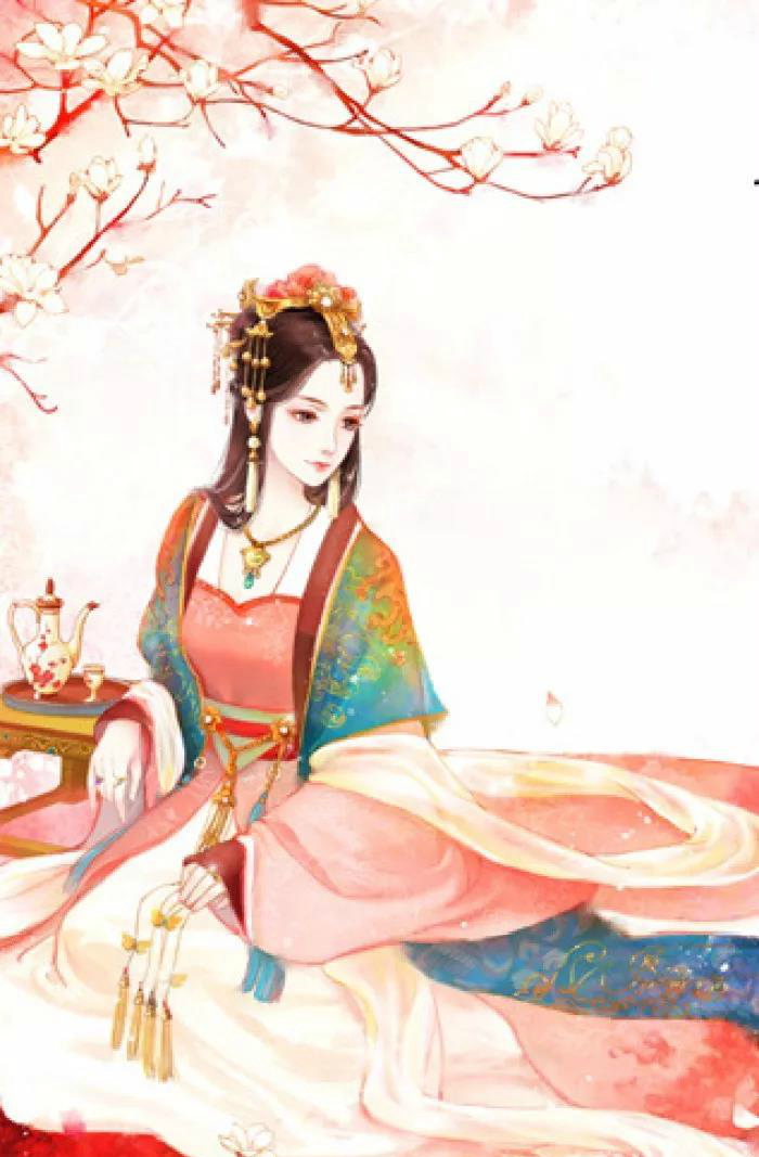 古装手绘美人图长发美女