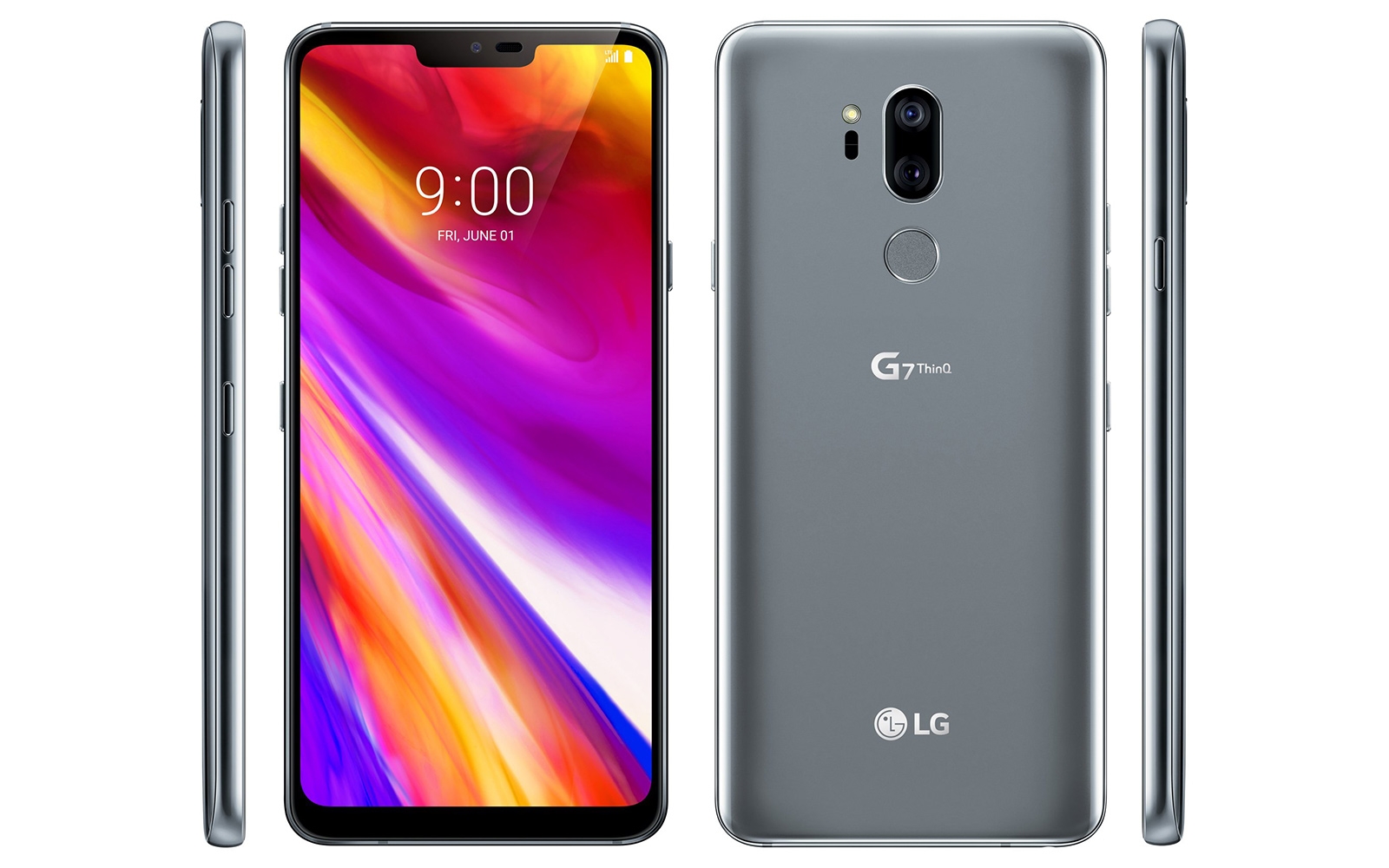 lg g7原型机的外观就是当时主流的刘海全面屏设计,后置指纹识别 双摄