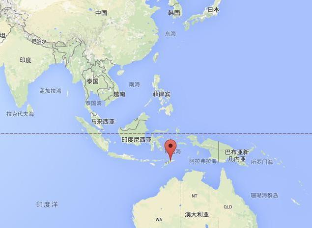 地图标记的就是帝汶岛,分为东帝汶另有西帝汶,东帝汶西边是印尼办理的