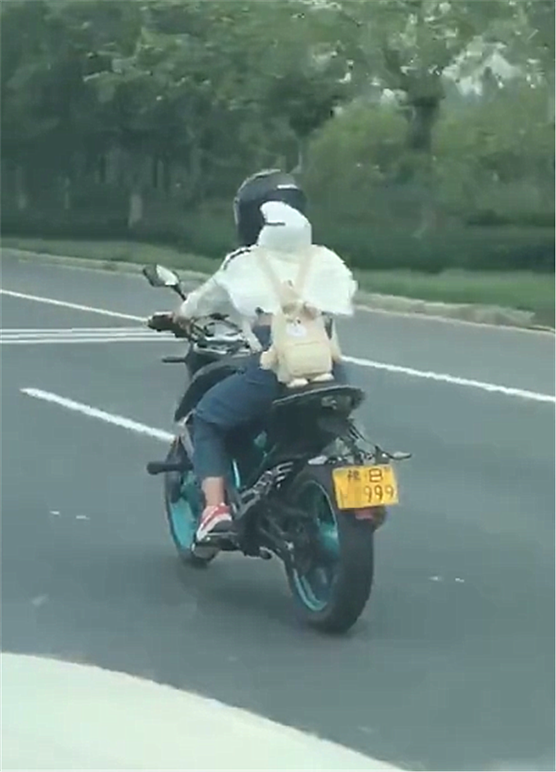 河北偶遇一辆4万春风650摩托车,车牌999,女车主比车养眼