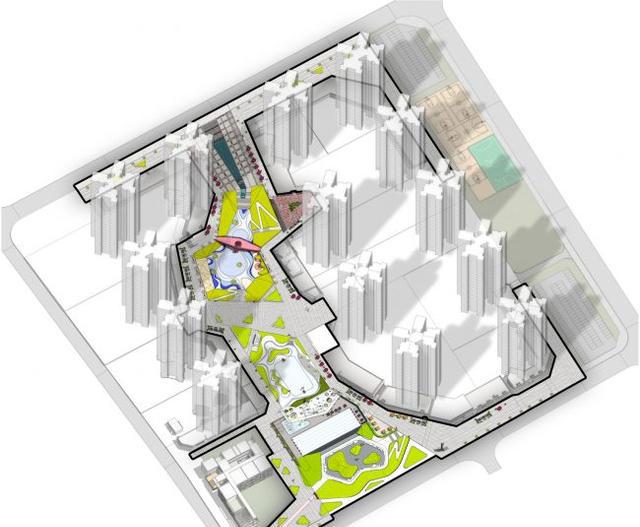树阵场地以树阵和旱喷水池同时,既调节村落微口区气候强化入景观广场景观设计比赛图片
