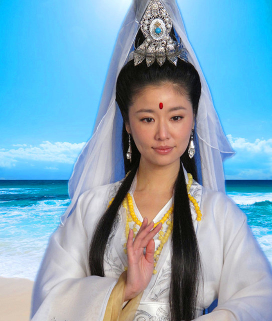 林心如版本的观音,出自电视剧《妈祖,林心如饰演的观音菩萨,造型