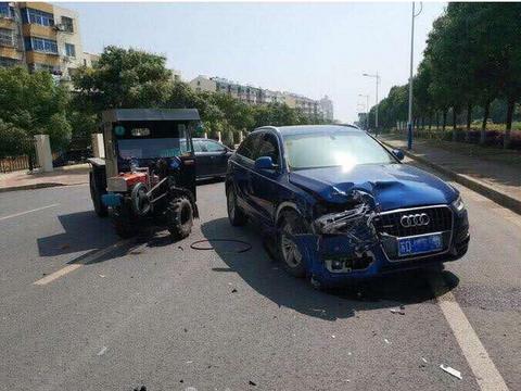 国产拖拉机马路怒怼奥迪Q3对比后，网友：最硬的车还是中国制造