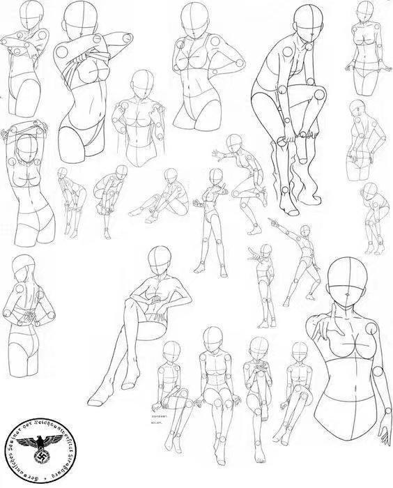 【全套】日系二次元插画人物动作100种画法