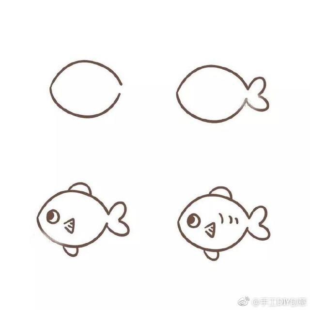 简单又好看的鱼怎么画,各种各样的鱼简笔画图片大全