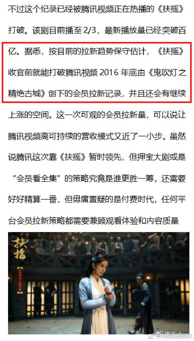 《扶摇》破腾讯会员拉新历史记录