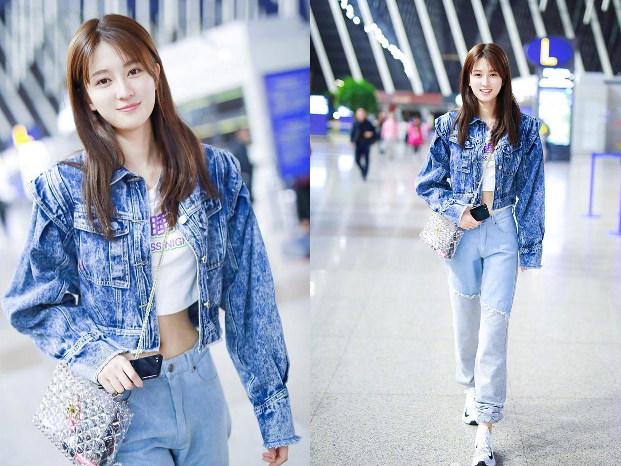 乔欣又穿牛仔外套?这次不露腰改秀腿了，“腰精”变“腿精”!