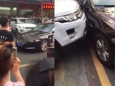 路虎出车祸，右前轮脱落，看到被撞车辆，不得不佩服国产车的质量