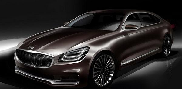 全新起亚K9最新预告图发布 将于4月亮相