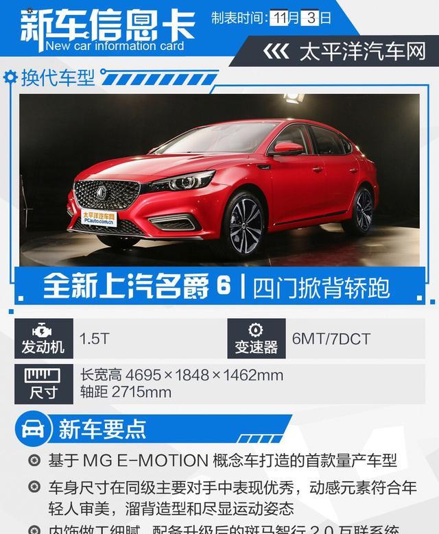 全新名爵6正式上市，准备买思域的小伙伴们还是别买啦！