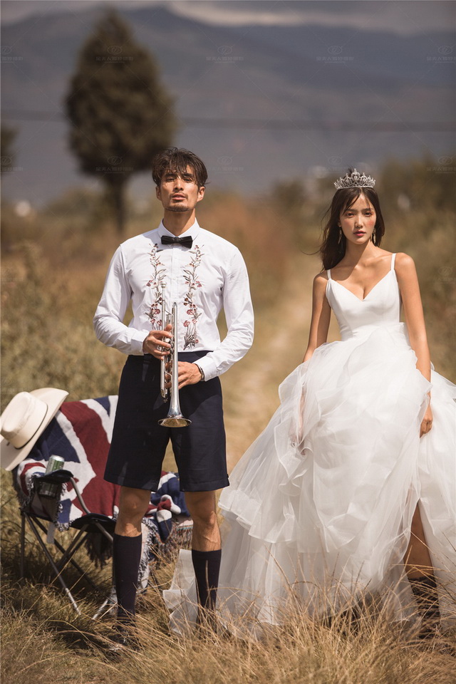 美式乡村风格婚纱照 当婚纱和音乐相遇