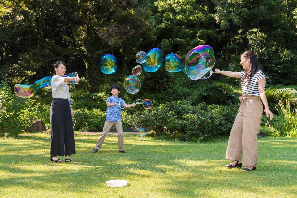 日本皇室独苗迎来12岁生日，和两位姐姐吹泡泡照片曝光