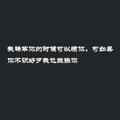 我稀罕你的时候可以惯你,可如果你不识好歹我也能换你