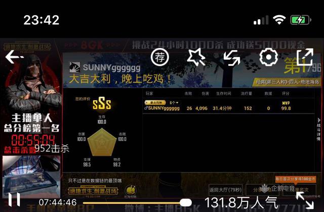 刺激战场中唯一的人形外挂,场均20杀,被称为吃