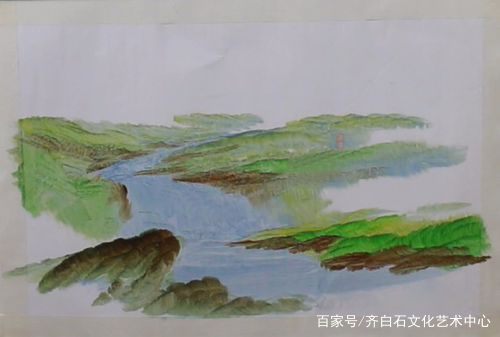 齐白石再传弟子-少白汤发周分享《刀画教材》中小溪流的画法