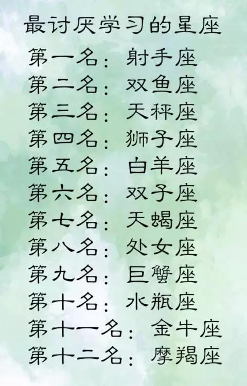 厌学习的星座排行榜,十二星座女生谁是最丑?