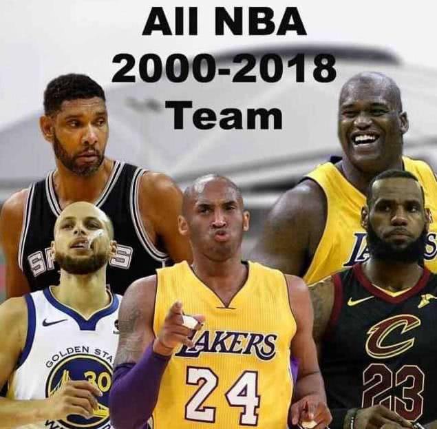 无敌! 美媒评2000-2018NBA最佳阵容, 20个总