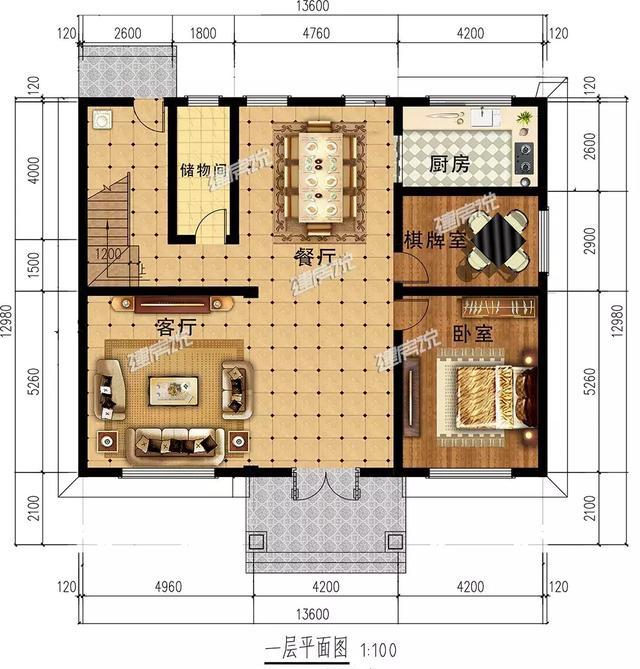 120平方4房一厅设计图,4室一厅一厨一卫图片 120平方米自建房设计图