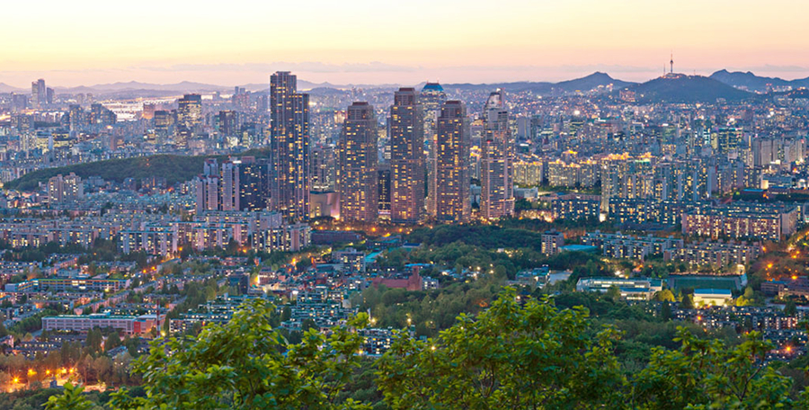 图为韩国首尔江南区富人区远景