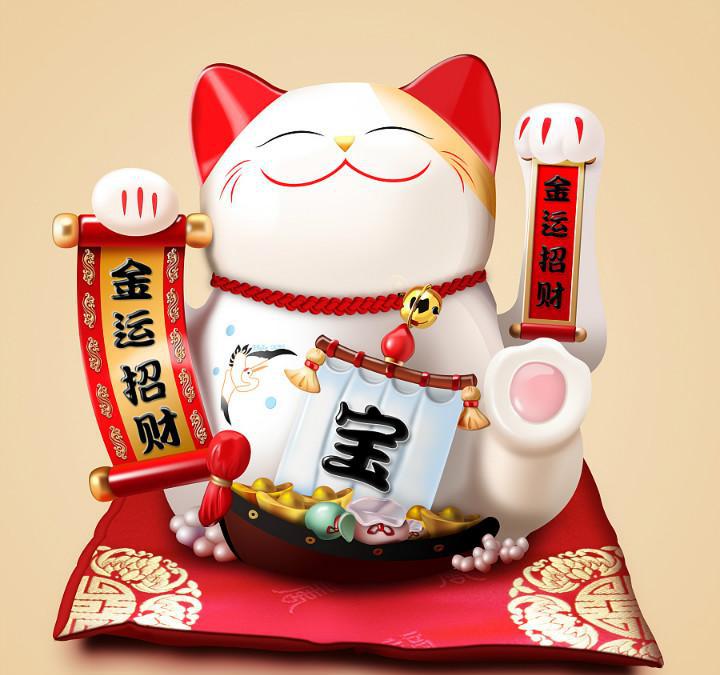 招财猫举左手是招福,举右手是招财.