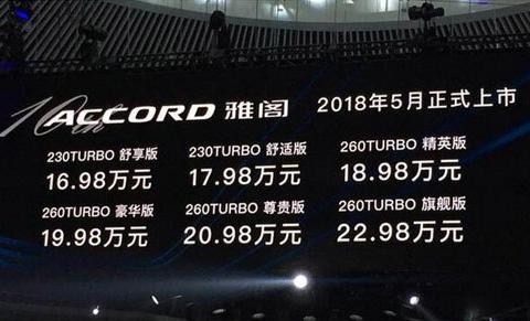 好货不卖中国人 广汽本田十代雅阁公布售价