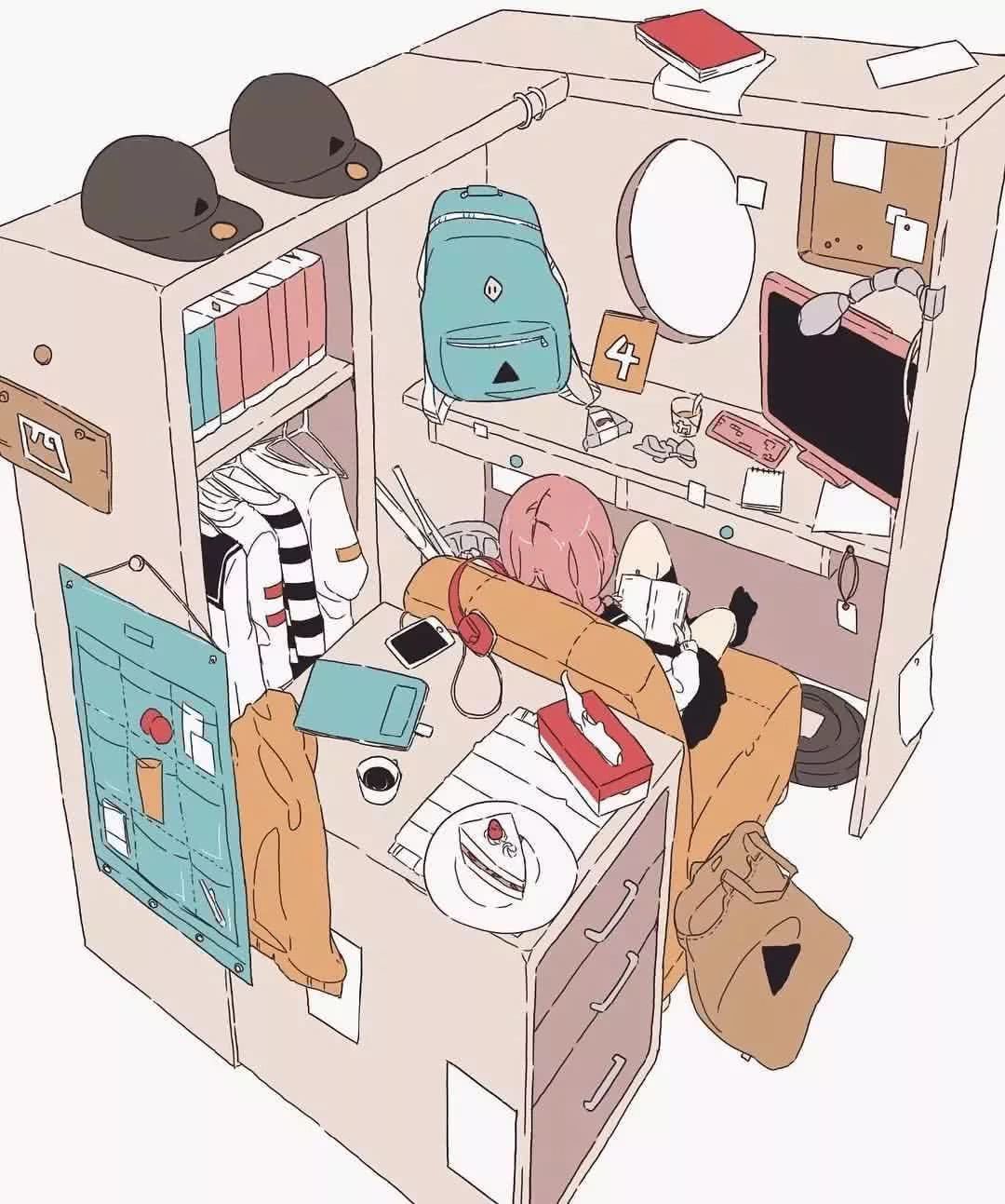 猪精女孩房间乱成这样还觉得很温馨,果然因为是在插画