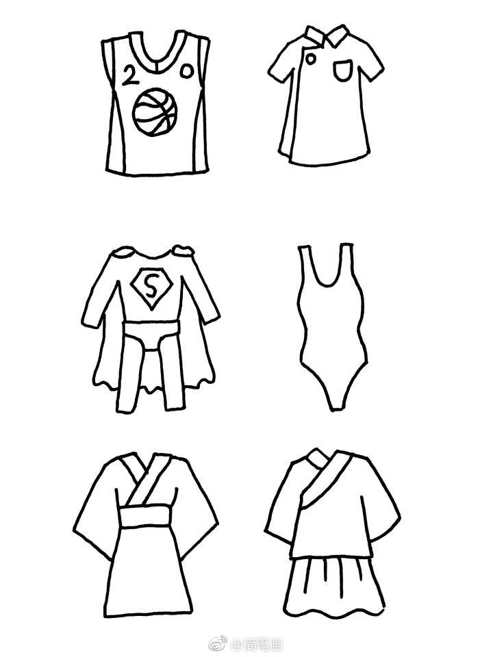 一大波日常衣服简笔画手绘素材(by