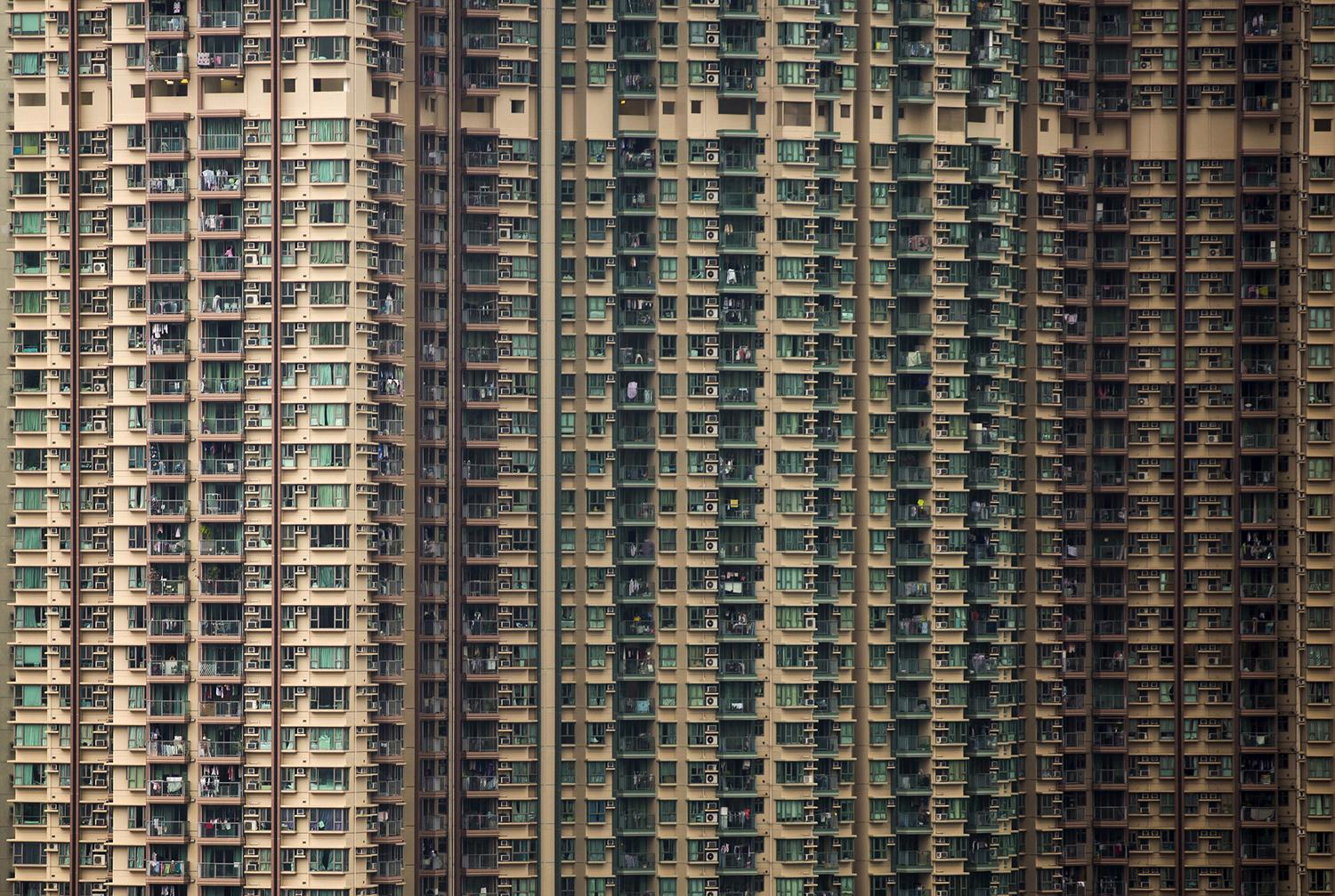 aerial-drone-old-apartment-complex-in-hong-kong-china-stock-footage