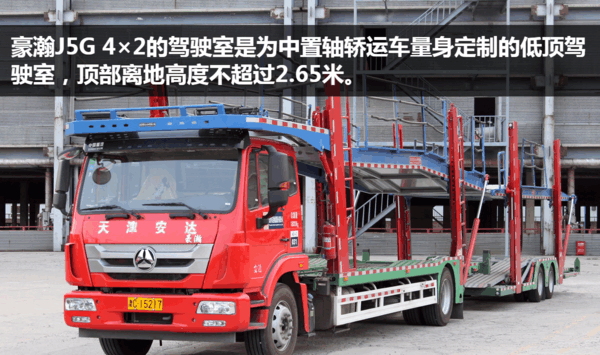 比半挂车多装2台 重汽j5g中置轴轿运车图解