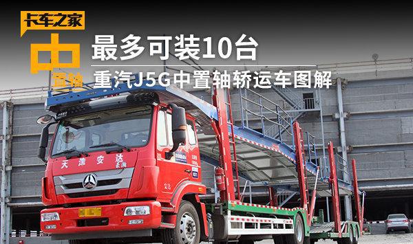 比半挂车多装2台 重汽J5G中置轴轿运车图解