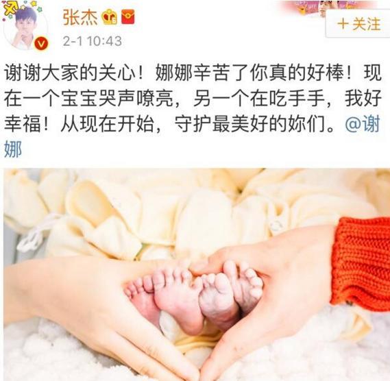 谢娜双胞胎女儿正面照疑曝光,被疑做试管婴儿,张杰一句话暖心