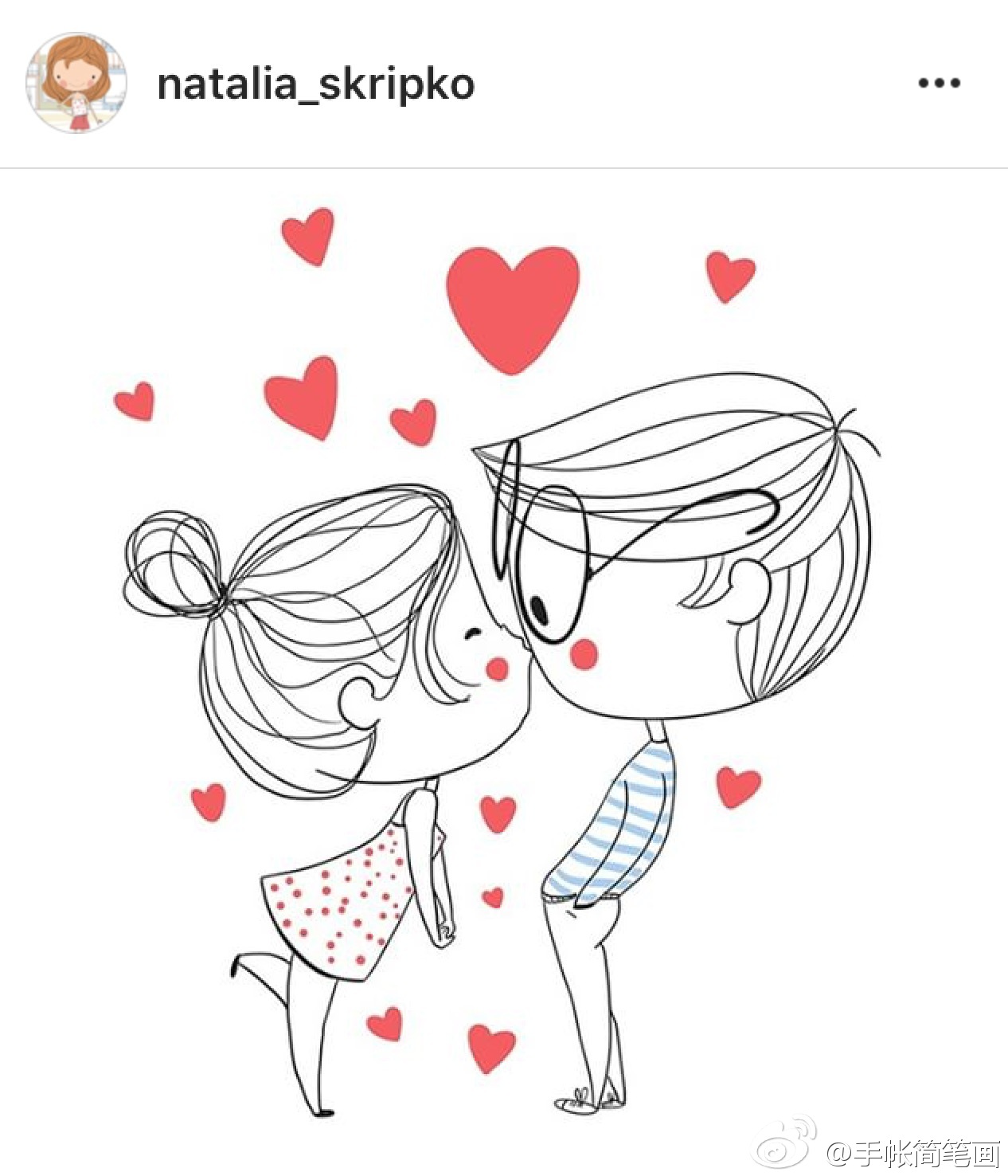 natalia_skripko笔下的可爱女孩和甜蜜小情侣,画在手帐上棒棒滴