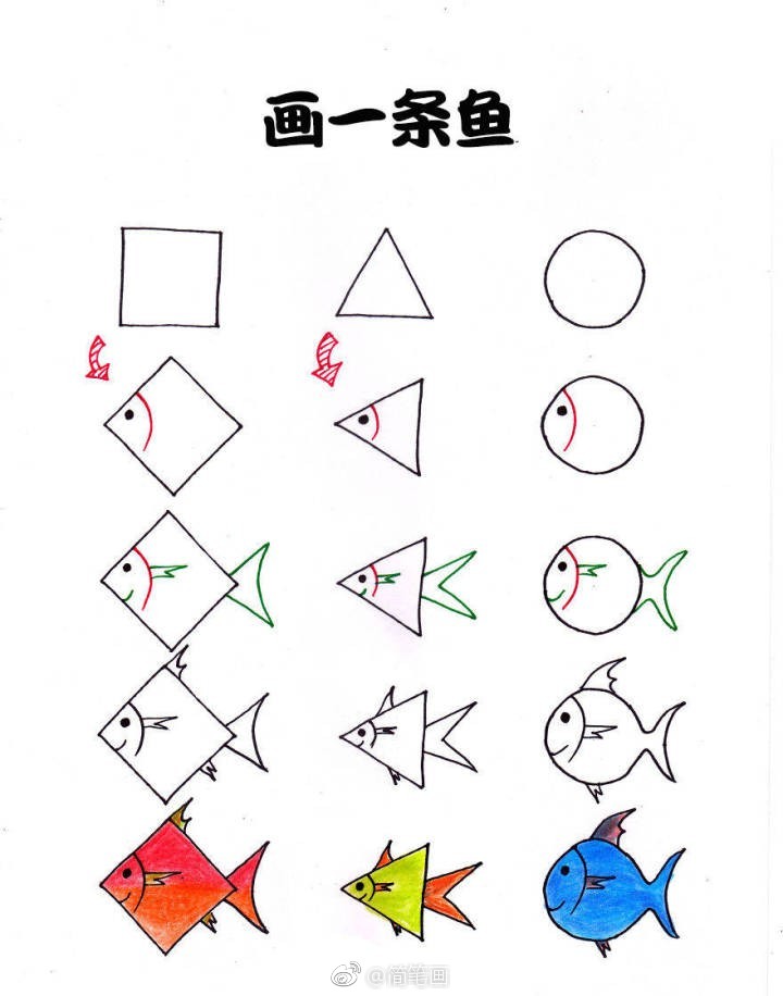 几何图形小动物简笔画教程